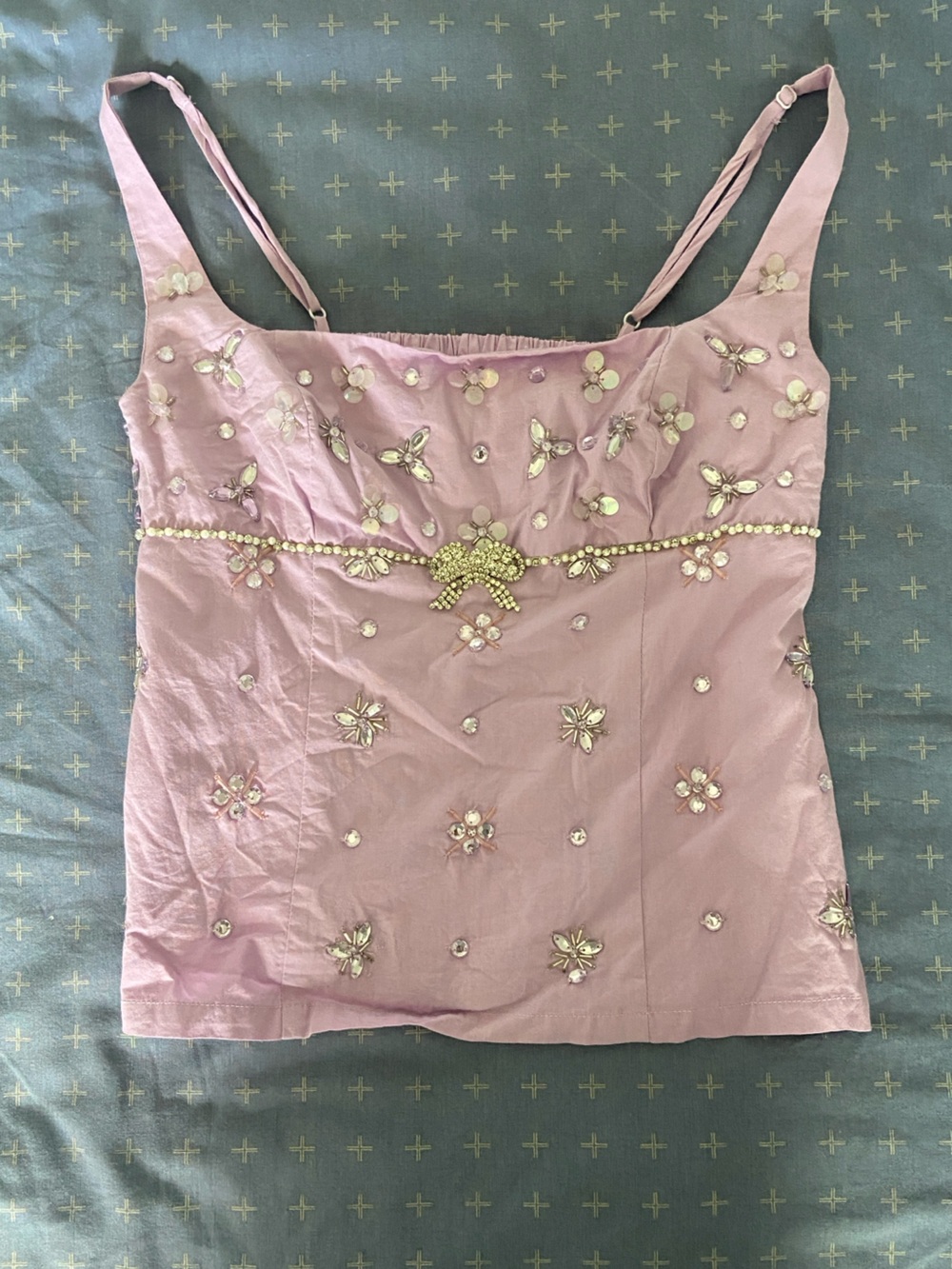 Y2K Kimchi Blue Lilac Beaded Open Back Top